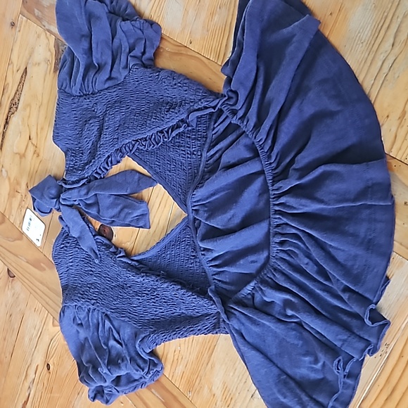 NWT Free People Charlotte Top size XS Blue/Navy - Picture 5 of 7